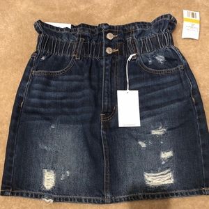 Vervet denim distressed paper bag skirt